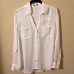 Express White Buttoned Top